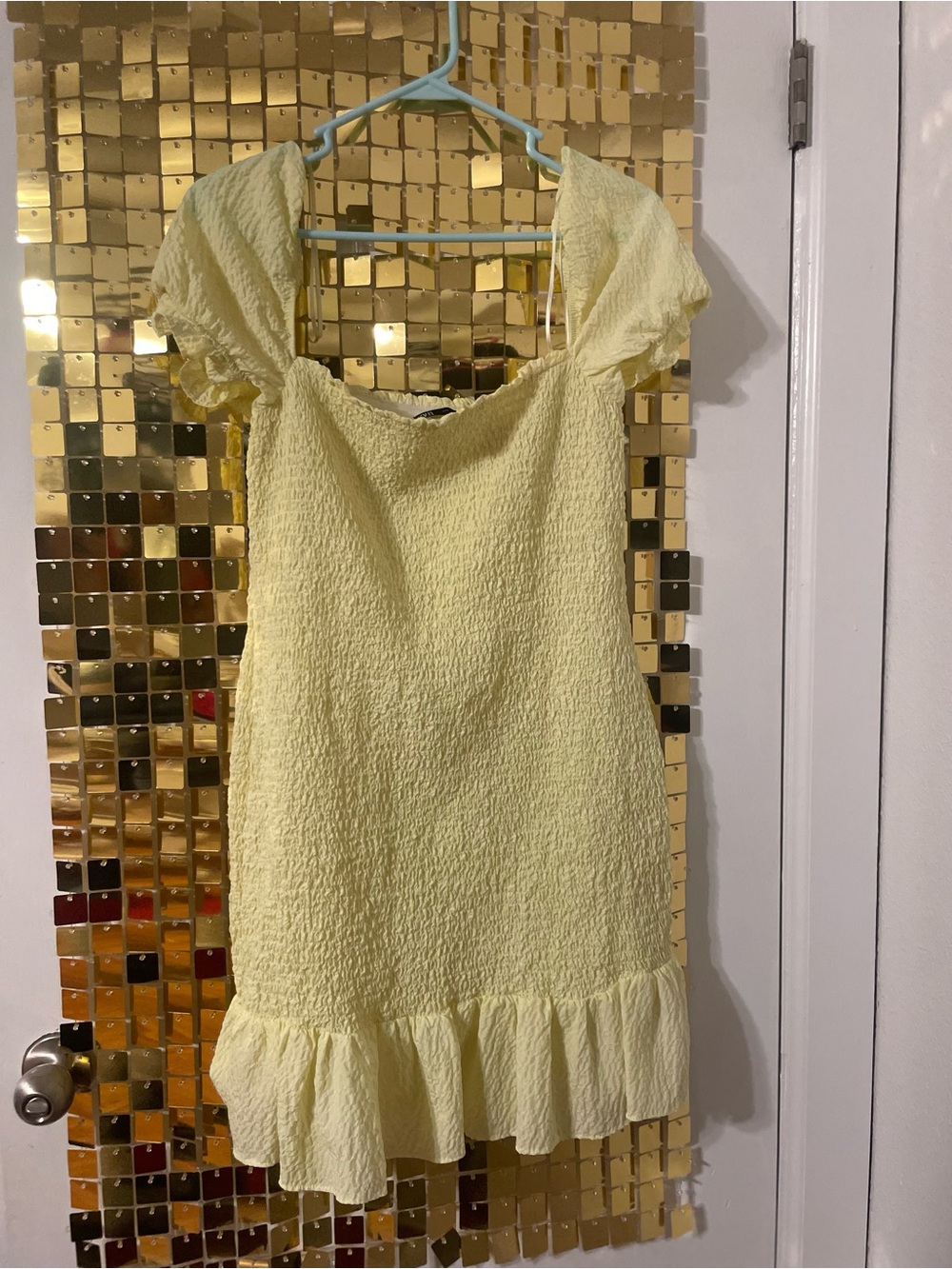 Zara Lemon Smocked Mini Dress with Ruffle Hem - Picture 4 of 7